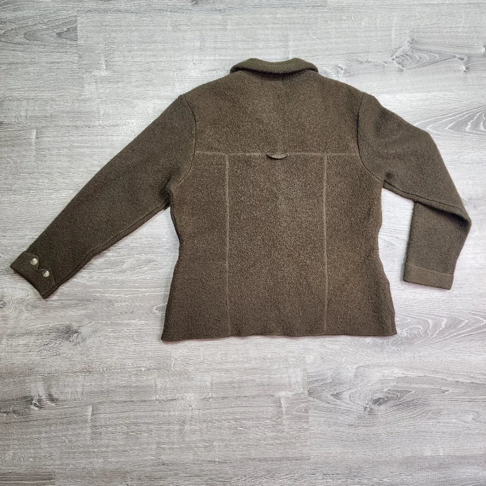 VINTAGE JH COLLECTIBLES Wool Green Zip Up Coat Jacket Large - Picture 12 of 16